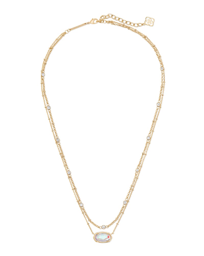 Elisa Gold Multi Strand Necklace in Dichroic Glass image number 2